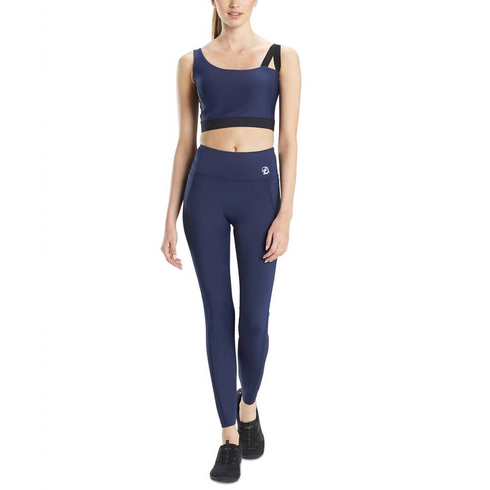 NEW JOSIE NATORI active solstice asymmetrical cropped cami top in navy